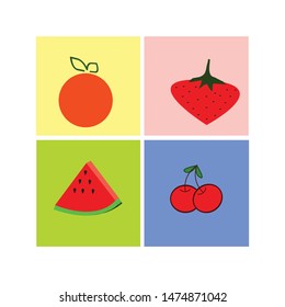 fresh fruit, free fruit, icon fruit vecror illustration