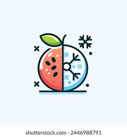 Fresh fruit frozen illustration flat icon, isolated background