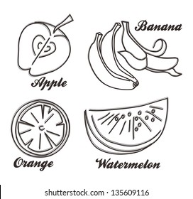 fresh fruit hand draw
