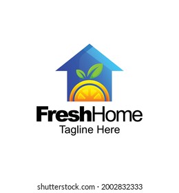 fresh fruit home logo gradient template design