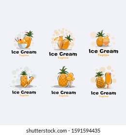 Fresh fruit ice cream logo design collection