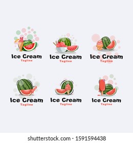 Fresh fruit ice cream logo design collection