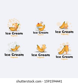 Fresh fruit ice cream logo design collection
