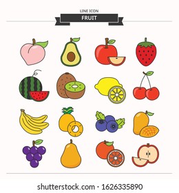 FRESH FRUIT ICON ILLUSTRATIONS, VECTOR IMAGE