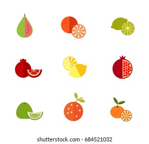 Fresh fruit icon set