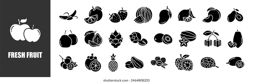 Fresh Fruit icon set for design elements	