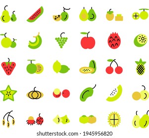fresh fruit icon set green color