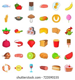 Fresh fruit icons set. Cartoon style of 36 fresh fruit vector icons for web isolated on white background