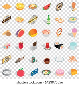 Fresh fruit icons set. Isometric style of 36 fresh fruit yle vector icons for web for any design