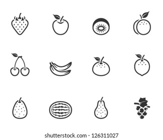 Fresh fruit icons in single color