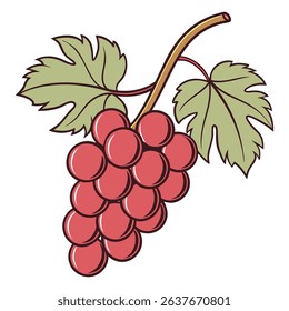 Fresh Fruit Illustration with Leaves