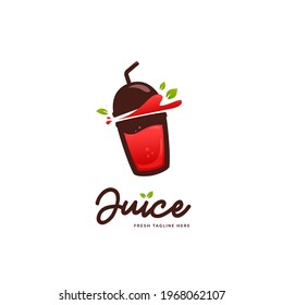 Fresh fruit juice cup smoothies logo icon template