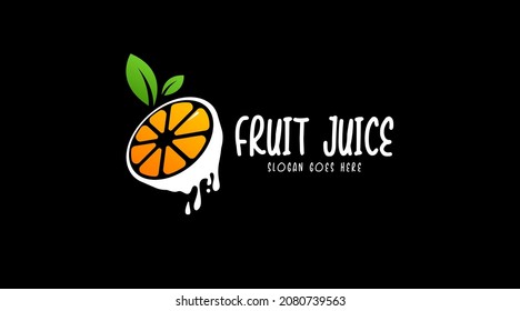 Fresh fruit juice drink logo concept isolated in black background