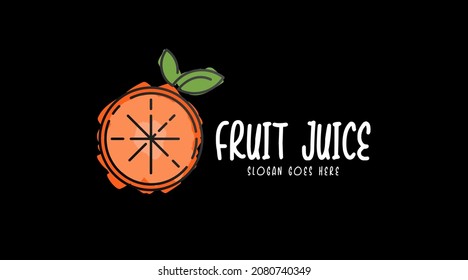 Fresh fruit juice drink logo concept isolated in black background