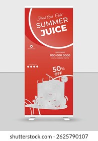 Fresh fruit juice drink roll up banner template design