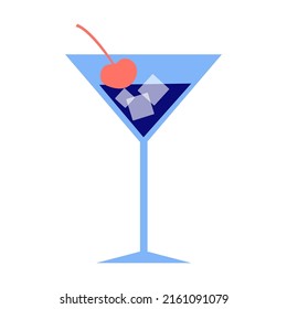 Fresh fruit juice with ice flat vector illustration. Summer beverage and drink concept.