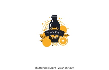 Fresh fruit juice logo design template. Orang juice bar logo design white background 
