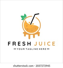 fresh fruit juice logo vector illustration template icon design. smoothie orange drink beverage icon logo concept for business bar or cafe