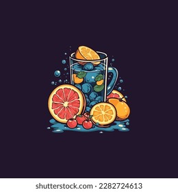 fresh fruit juice logo vector