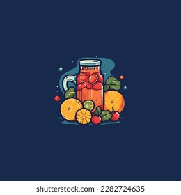fresh fruit juice logo vector