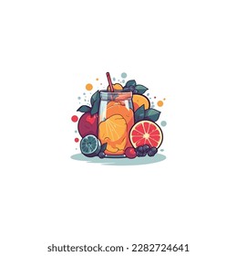 fresh fruit juice logo vector
