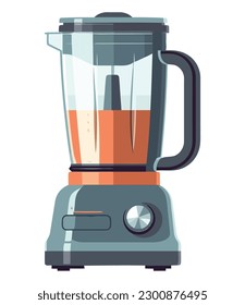 Fresh fruit juice in modern electric juicer over white