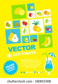 fresh fruit and juice theme template illustration set