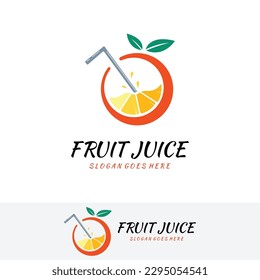 Diseño de vectores de zumo de fruta fresca. Plantilla de logotipo simple de bebida fresca.