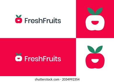 Fresh Fruit with leaf Mark, Icon Food Logo, Simple For Company Business. Modern Logo Design