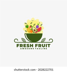 Diseño de logotipo de fruta fresca vectorial color plano