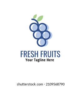 Fresh fruit logo. Minimalist logo design. Creative and simple grape fruit logo.