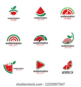 Fresh fruit logo set