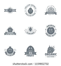 Fresh fruit logo set. Simple set of 9 fresh fruit vector logo for web isolated on white background