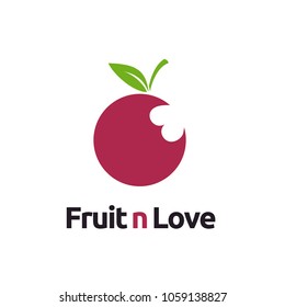 Fresh Fruit With Love Bite Marks For Vegetarian Healthy Logo Design Inspiration