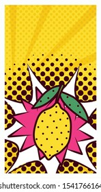 fresh fruit mango with splash expression pop art style vector illustration design