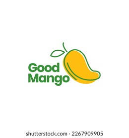 fresh fruit mango sweet lines art modern colorful minimal logo design vector icon illustration