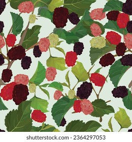 fresh fruit mulberries seamless pattern