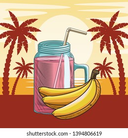 Fresh fruit nutrition healthy beach background