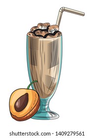 Fresh fruit nutrition healthy grouped frozen milkshake and peach fitness diet options vector illustration graphic design