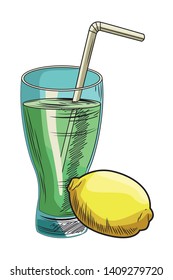 Fresh fruit nutrition healthy grouped juice glass and lemon fitness diet options vector illustration graphic design
