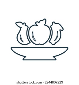 Fresh, fresh fruit, fruit outline icon. Line art vector.