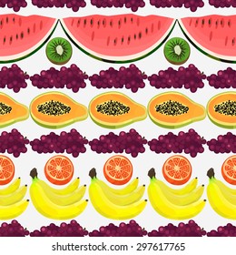  Fresh fruit pattern. Colorful food background.