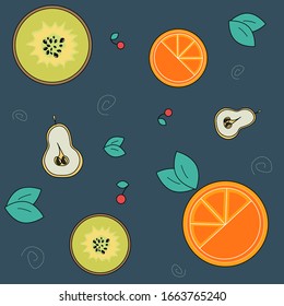 Patrón de fruta fresca en un estilo minimalista