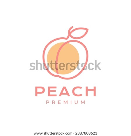 fresh fruit peach line style minimal colorful modern simple logo design vector icon illustration
