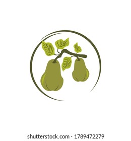 Fresh fruit pear, guava, apple, avocado logo design vector template.EPS 10