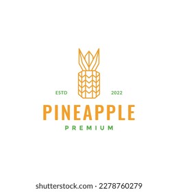 fresh fruit pineapple polygonal line minimal logo design vector