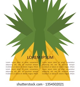 Fresh fruit and place for your text here, hand drawn backdrop. Colorful wallpaper vector. Ripe pineapple. Decorative illustration, good for printing. Background design, template