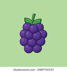 Fresh fruit purple grape vector icon, Vector grape icon.