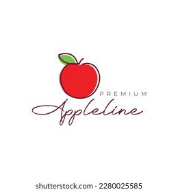 fresh fruit red apple juice line art modern feminine logo design vector