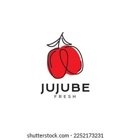 fresh fruit red jujube sweet lines art colorful logo design vector icon illustration template